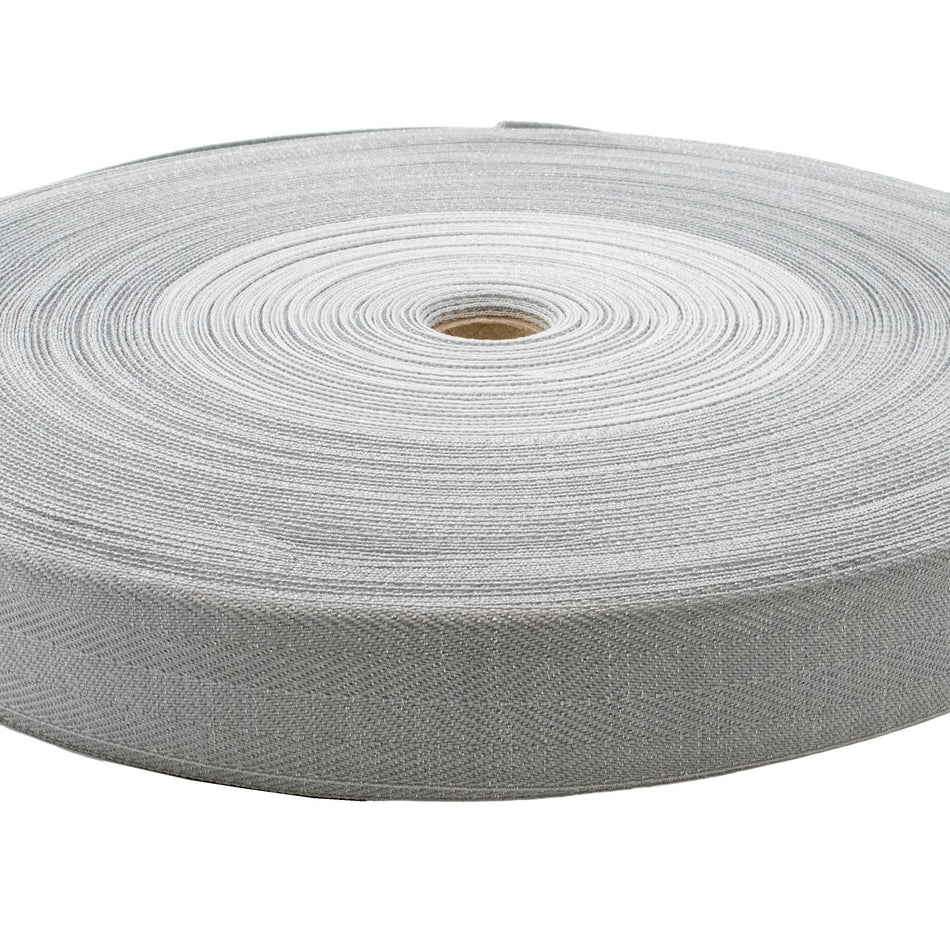 38mm FFR Tape Edge Light Grey/Silver Lurex