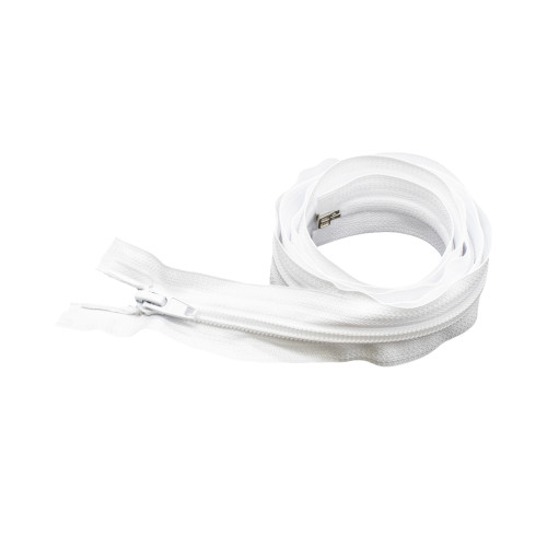 #No:5 109cm WHITE SPIRAL CLOSED END ZIP/AUTOLOCK SLIDER