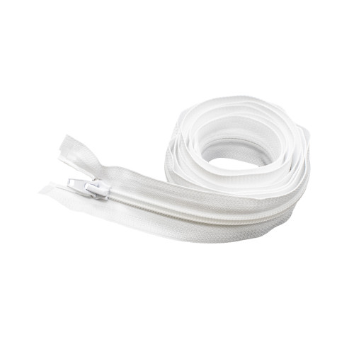 #No:5 163cm WHITE SPIRAL CLOSED END ZIP/AUTOLOCK SLIDER